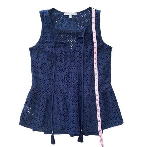 Daniel Rainn Navy Layered Eyelet Tank Top S - Picture 12 of 14